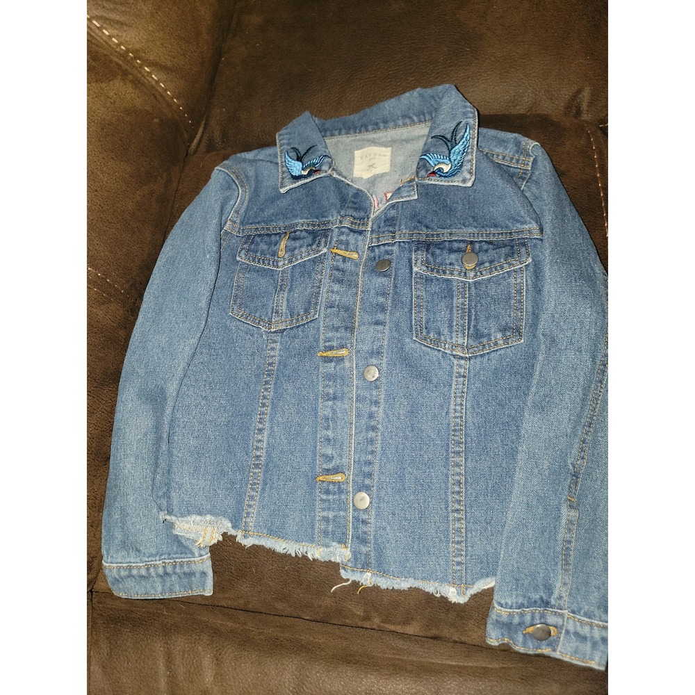 Hayden girls embroidered jean jacket denim bird floral size 9 10